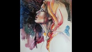 mix portrait watercolor painting
