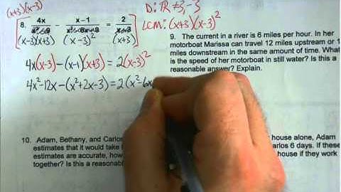 Honors Algebra 2   Unit 5   9.6 Solving Rational Equations