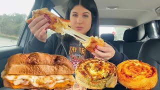GRILLED CHEESE SANDWICH & PIZZA ROLLS | CAR MUKBANG | ASMR | EATING SOUNDS