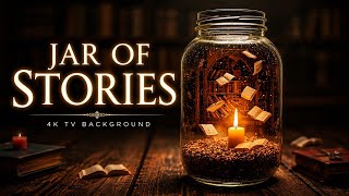 Jar of Stories 📚 4K TV Background Wallpaper | Magical Library in a Glass Jar