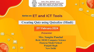 Series on ET and ICT Tools: Creating Quiz using Quizalize (Hindi)