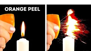 Why oranges spark when you hold a flame to them