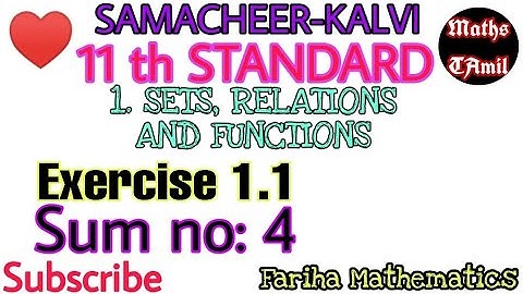 11 TH STANDARD MATHS EXERCISE 1.1 sum no: 4 /SETS, RELATIONS AND FUNCTIONS /FARIHA MATHEMATICS