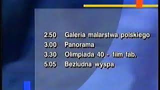 Telewizja Polonia - Ident, program dnia, reklama 2 (4.09.1999)