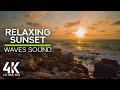 8 HOURS Waves Sound for Deep Sleep & Relaxation - 4K Relaxing Sunset at Mediterranean Sea, Israel