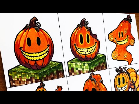 Drawing Pumpkinity From My Sprunki OC: Phase 1 to Phase 6 | How to Draw Pumpkinity