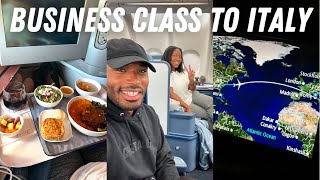 WE WERE UPGRADED TO DELTA ONE! OUR 9 HOUR FLIGHT TO ITALY | Travel Vlog