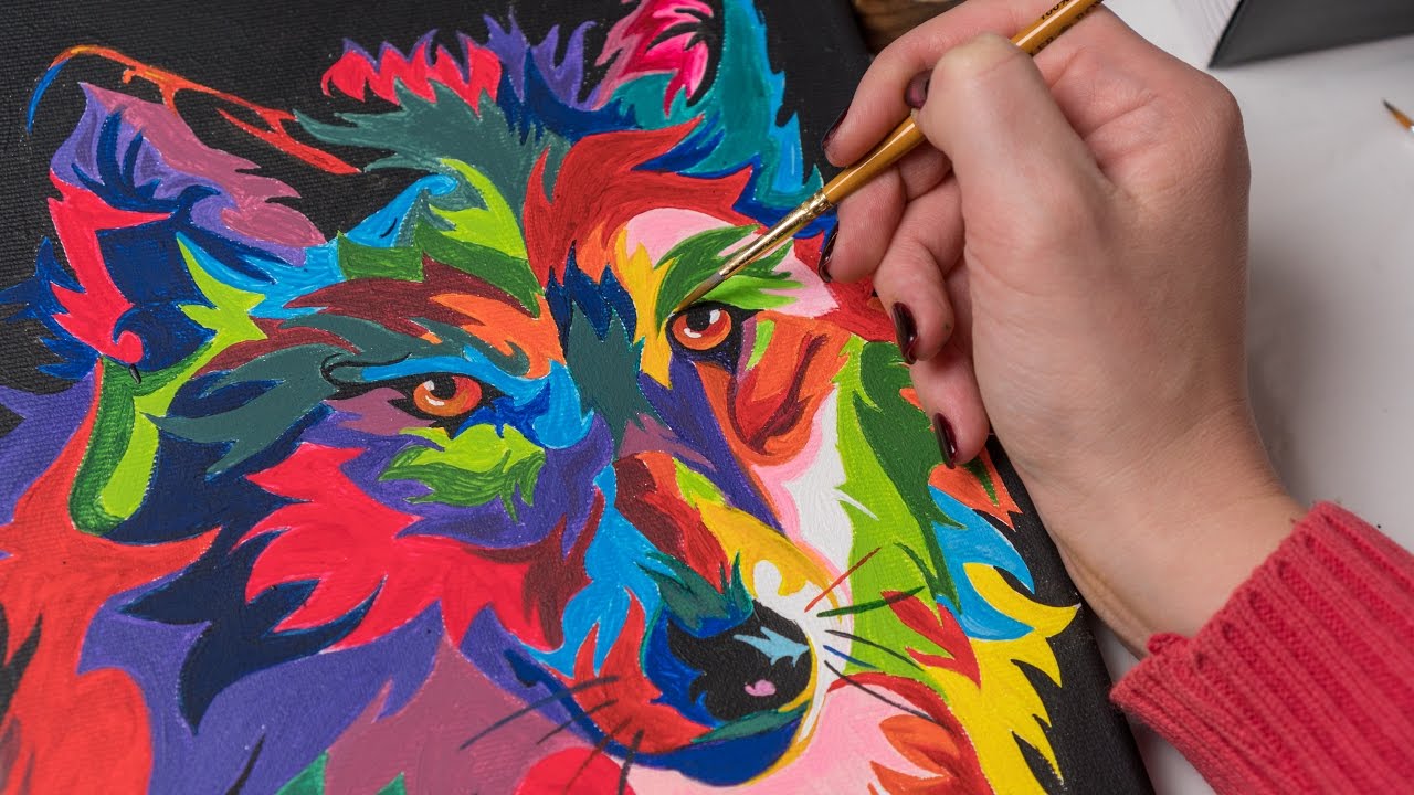 Colorful Wolf Painting