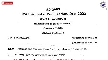 BCA 1ST SEM INTRODUCTION TO HTML CSS XML AC DEC 2022 | DBRAU