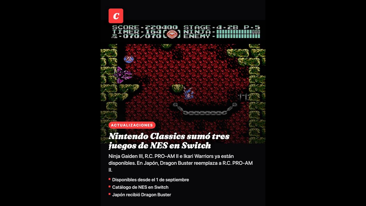 Nintendo Classics sumó tres juegos de NES en Switch