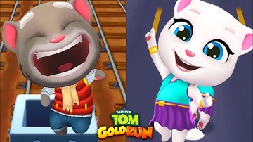 Talking Tom Gold Run - Frosty Tom Vs Neon Angela Gameplay Part 21