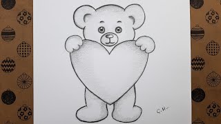 How to Draw Cute Teddy Bear Step by Step, Easy Pencil Drawings