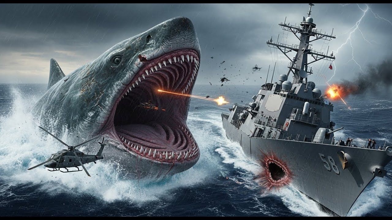 25 Meter Megalodon Attacks US Navy Destroyer Epic 7 Minute Battle in ...