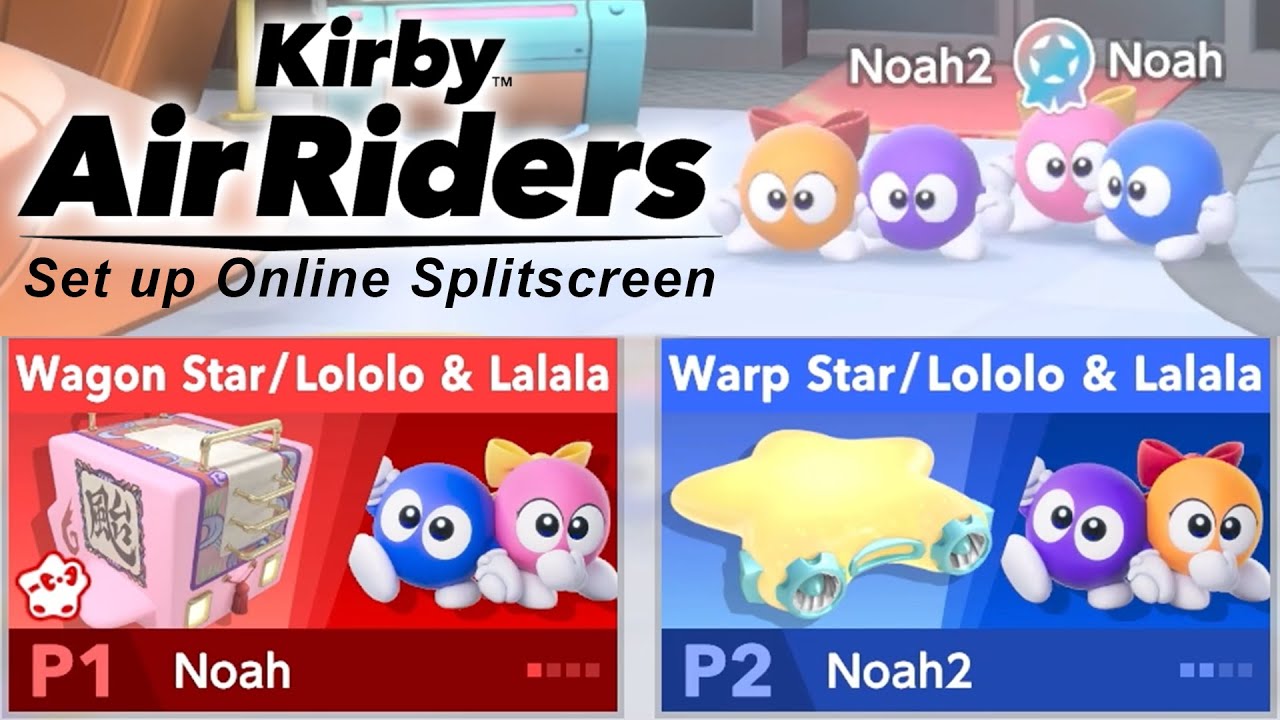 How to Set Up Two Player Splitscreen Online for Kirby Air Riders (Quick Match, Paddocks and Garage)