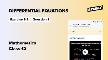 Mathematics Part II| NCERT| Differential Equations |Class 12| Exercise 9.2| Question 1