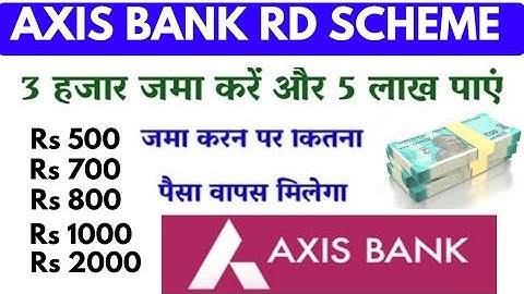 Axis bank RD scheme interest rate 2025 | Axis bank Recurring deposit scheme kiya hai Hindi RD plan