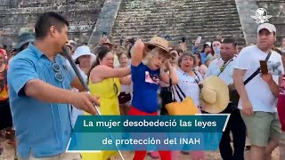 Esta es la multa que pagó “Lady Chichén Itzá” por subirse a la Pirámide de Kukulcán