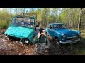 Москвич-410Н 4x4, ЛуАЗ на квадро-резине и Турбо-Трактор в болоте!