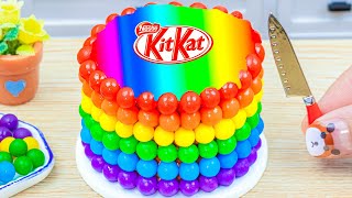 Rainbow Cake Using KITKAT🌈 AMAZING KITKAT Cake Mix Chocolate Decorating | Mini Cake Baking