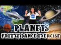 Planets exercise dance  freeze dance  learn about the solar system  indoor workout for kids