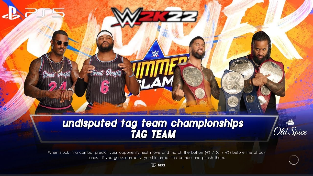 WWE 2K22 (PS5) - THE USOS vs THE STREET PROFITS GAMEPLAY | UNDISPUTED TAG TEAM TITLE: SUMMERSLAM 22