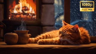 Fall asleep to Purring Cat, Crackling Fireplace Sounds 🔥 Deep Sleep in Cozy Winter Ambience screenshot 5
