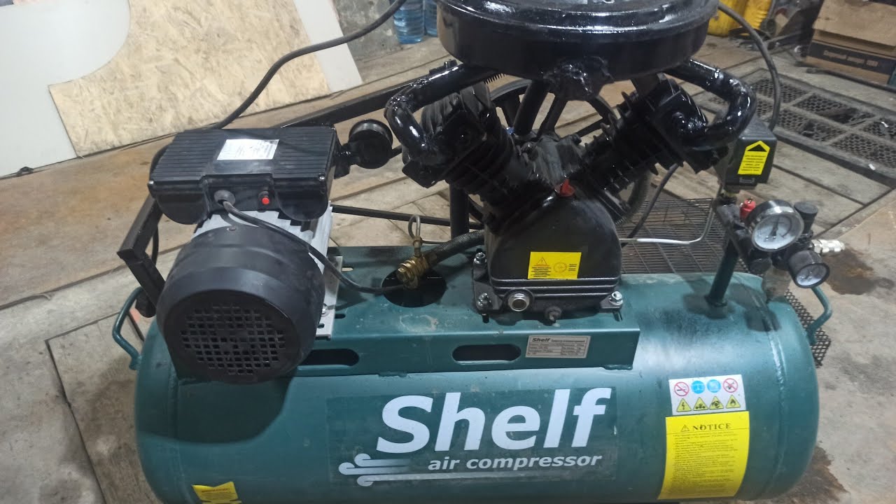 Воздушный компрессор Shelf 100 л. ресивер, 410 л/ мин. - YouTube