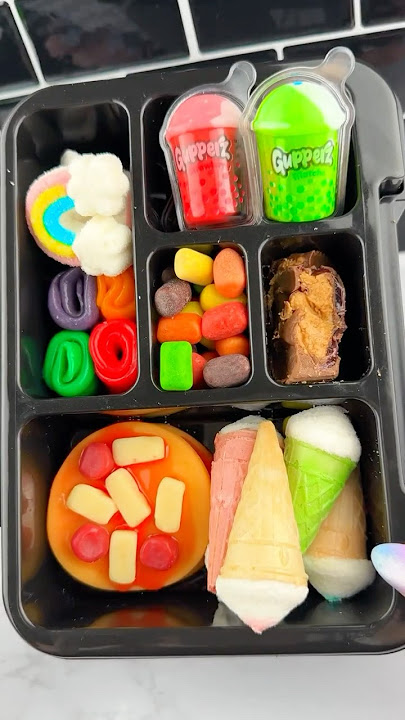 Packing School Lunch with CANDY Food *BENTO Box* Satisfying Video ASMR! 🍕🍦🍭 #shorts #asmr