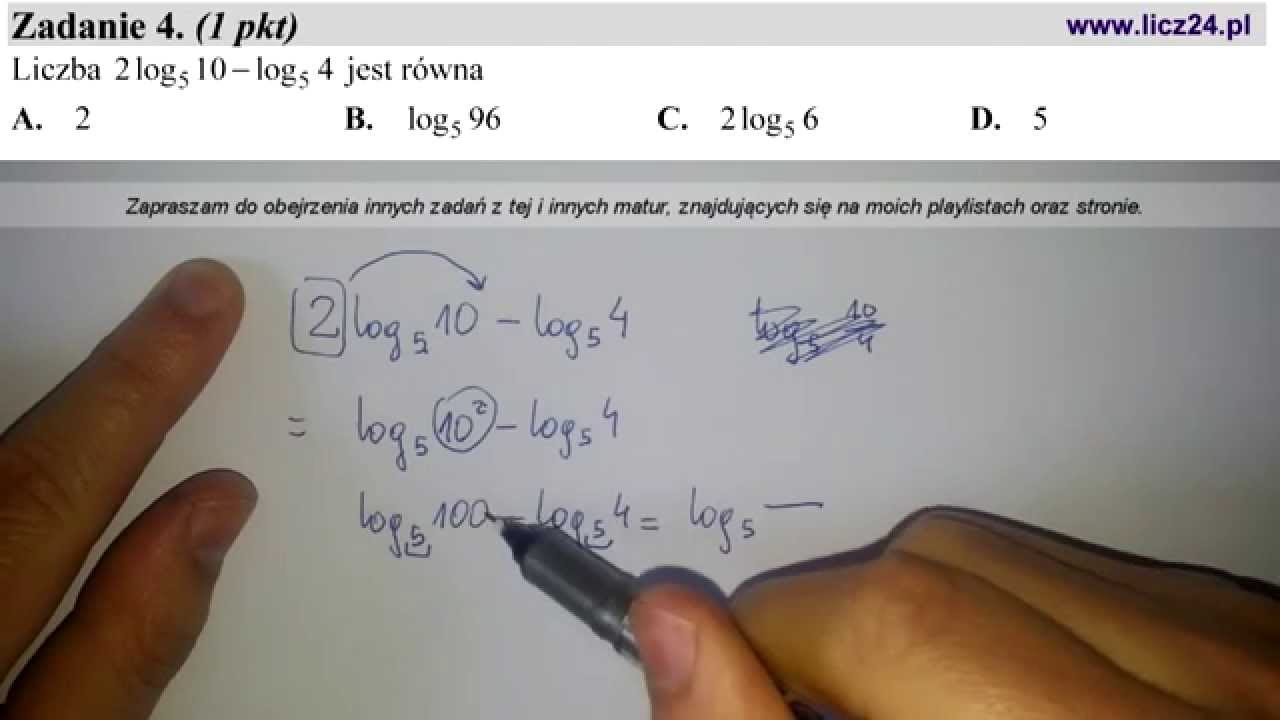 stara matura 2015 maj [zadanie 4] Liczba 2log{5}10 − log{5} 4 jest