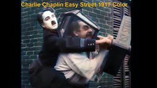 Charlie Chaplin Easy Street (1917) Comedy Silent Film | Edna Purviance  Eric Campbell in Color