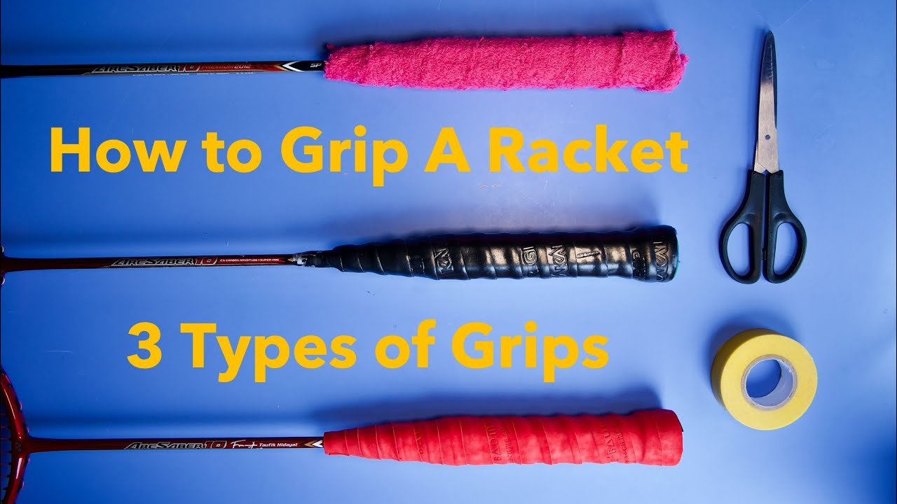 Changing the grip on a badminton racquet