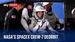 Watch NASA’s SpaceX Crew-7 deorbit and splashdown from International Space Station screenshot 2
