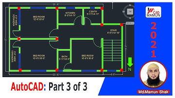 Making a simple floor plan in AutoCAD: Part 3 of 3 অটোক্যাডে একটি সহজ ফ্লোর প্লান তৈরী