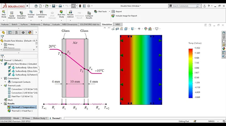 Solidworks Simulations || Heat Loss through Double Pane Glass Window