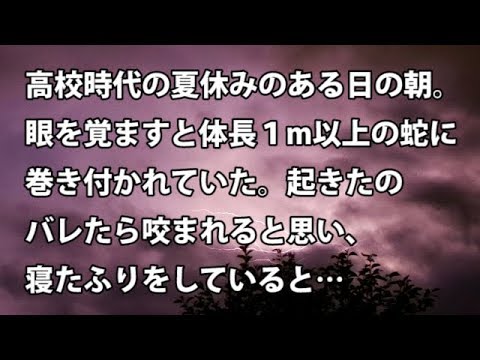 【修羅場　衝撃】高校時代の夏休みのある日の朝。 眼を覚ますと体長１m以上の蛇に巻き付かれていた。起きたのバレたら咬まれると思い、寝たふりをしていると…  【修羅場・衝撃体験をお送りします】