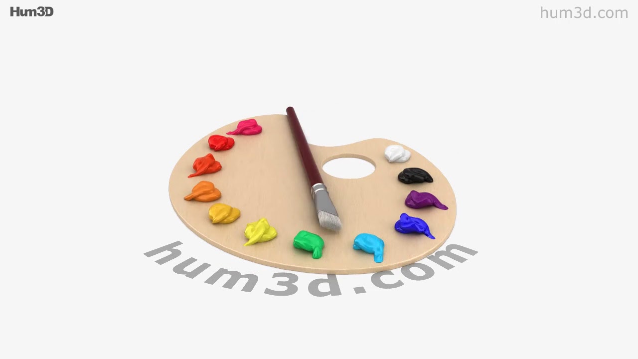 3D model Palette for painting with gouache and watercolors VR / AR /  low-poly