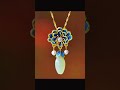 925 sterling silver inlaid with Hetian jade magnolia and ruyi flower vintage pendant