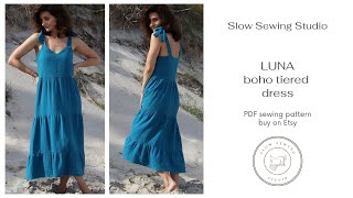 DIY Boho Tiered Dress Luna / Sewing Tutorial / PDF Sewing Pattern