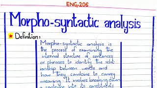 Morpho-syntactic analysis #ENG-206 #4thsemester #pu
