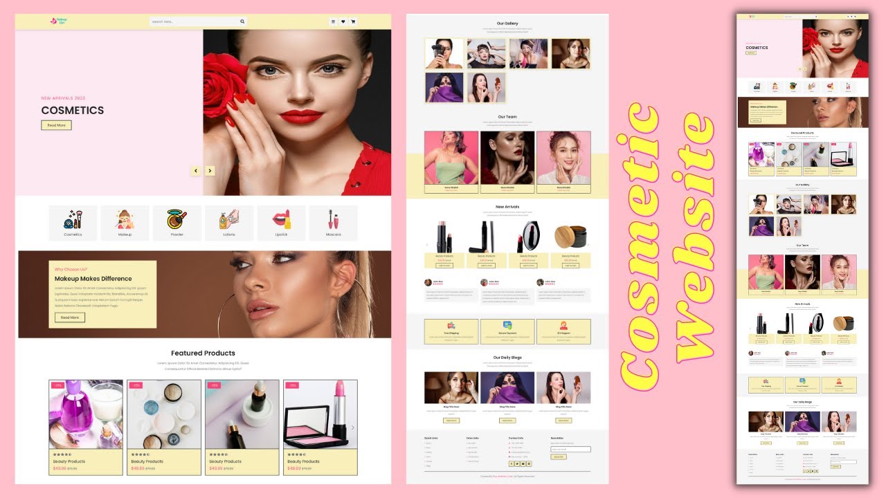 Cosmetic Website Design Tutorial - Makeup Website Templates - Makeup Artist Website  Template - YouTube