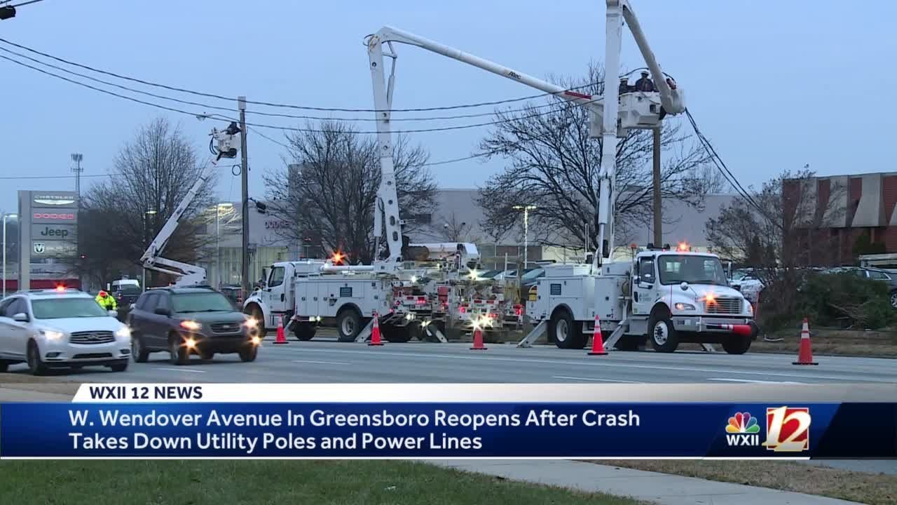 West Wendover Avenue reopens after Greensboro crash knocks down power
