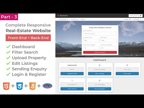 Complete Responsive Real-Estate Website Design Using HTML/CSS/JS/PHP PDO - Property CRUD