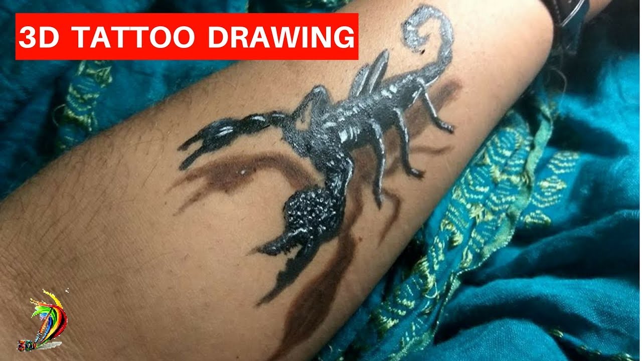 3D Scorpion Drawing Amazing realistic illusion  3D Scorpion Tattoo Step  By Step  YouTube