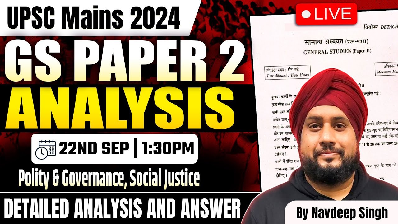 UPSC Mains 2024 | GS Paper 2 Polity & Governance, Social Justice ...