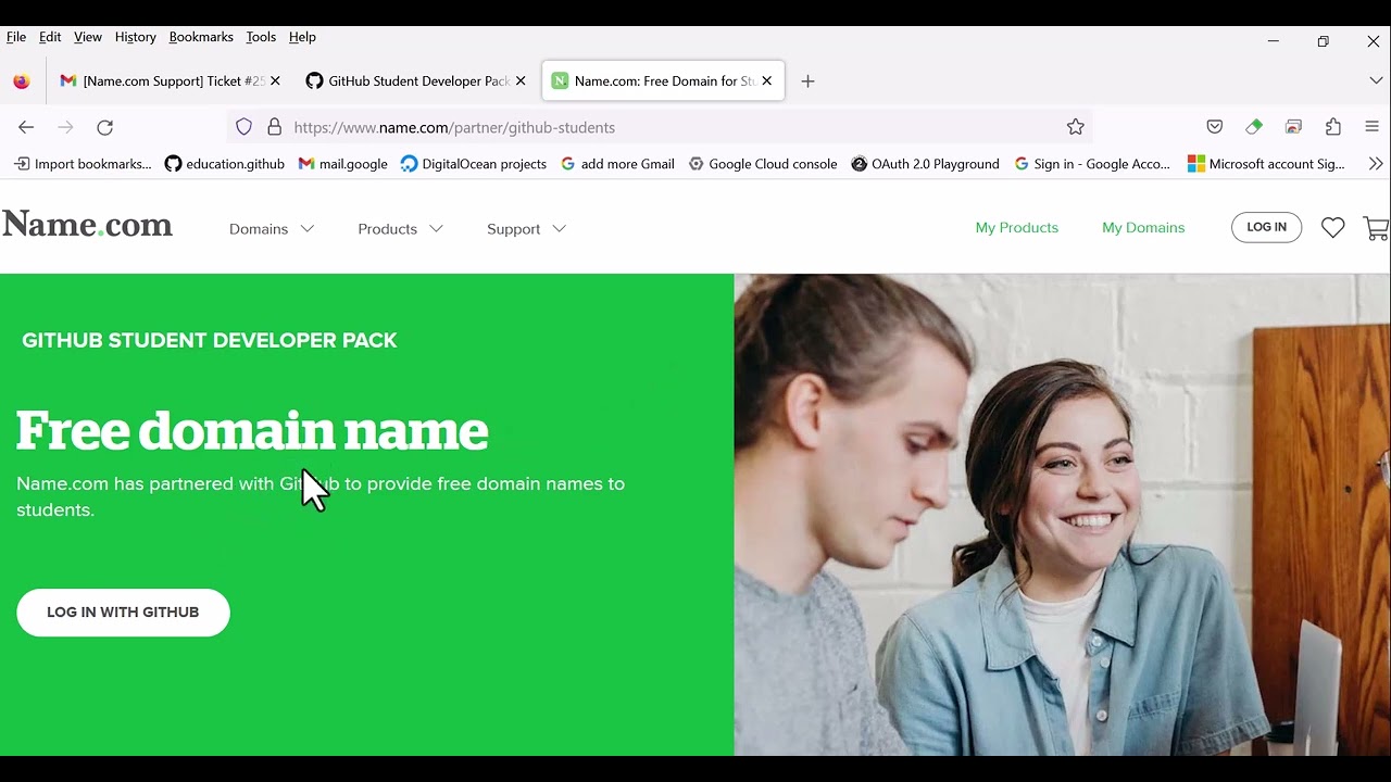 (Name.com) Issue with Github Educational free Domain