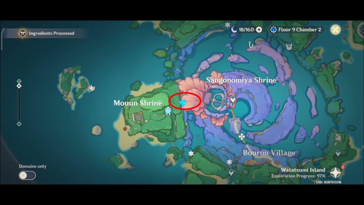 Genshin Impact 1 location Hidden chest in watatsumi island ( map