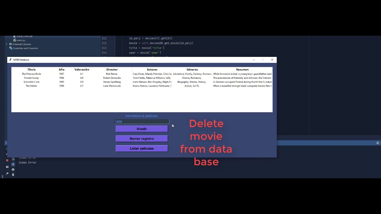 Film program interface using IMDB API, Tkinter and Sqlite3 [PYTHON ...