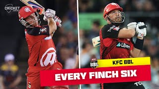 All of Aaron Finch's 118 sixes in the Big Bash (BBL|01 to BBL|13)