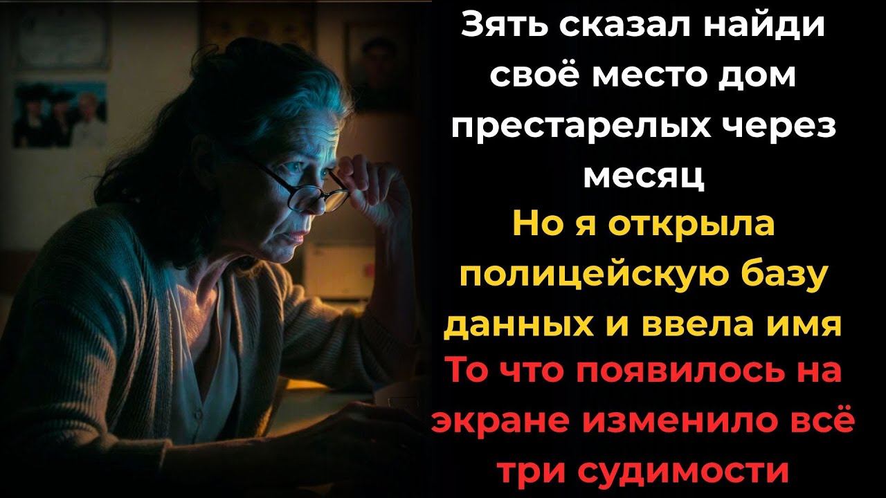 Зять сказал:Найди своё место,дом престарелых.Но я открыла полицейскую базу данных и ввела его имя...