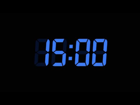 15 Seconds Digital Countdown Timer | Black Background | Blue Text | No Sounds